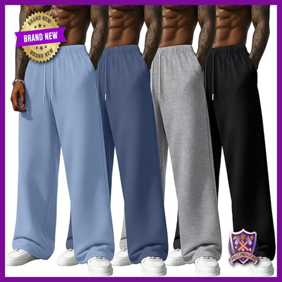 4 Pack Men's Sweatpants Lightweight Joggers Athletic Lounge Pants with Pockets